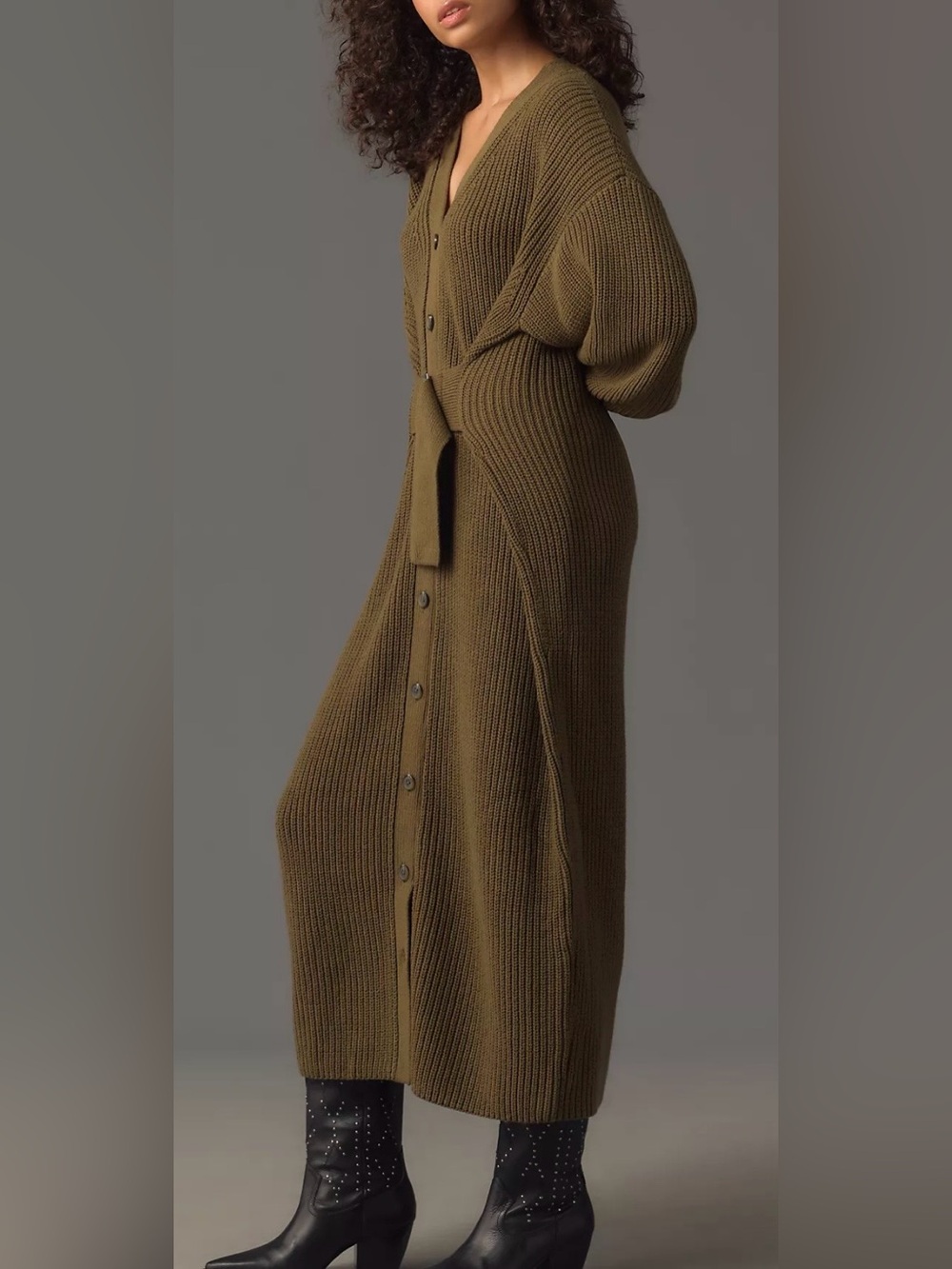 Anthropologie Long-Sleeve Belted
Cardigan Sweater Midi Dress - Picture 9 of 16
